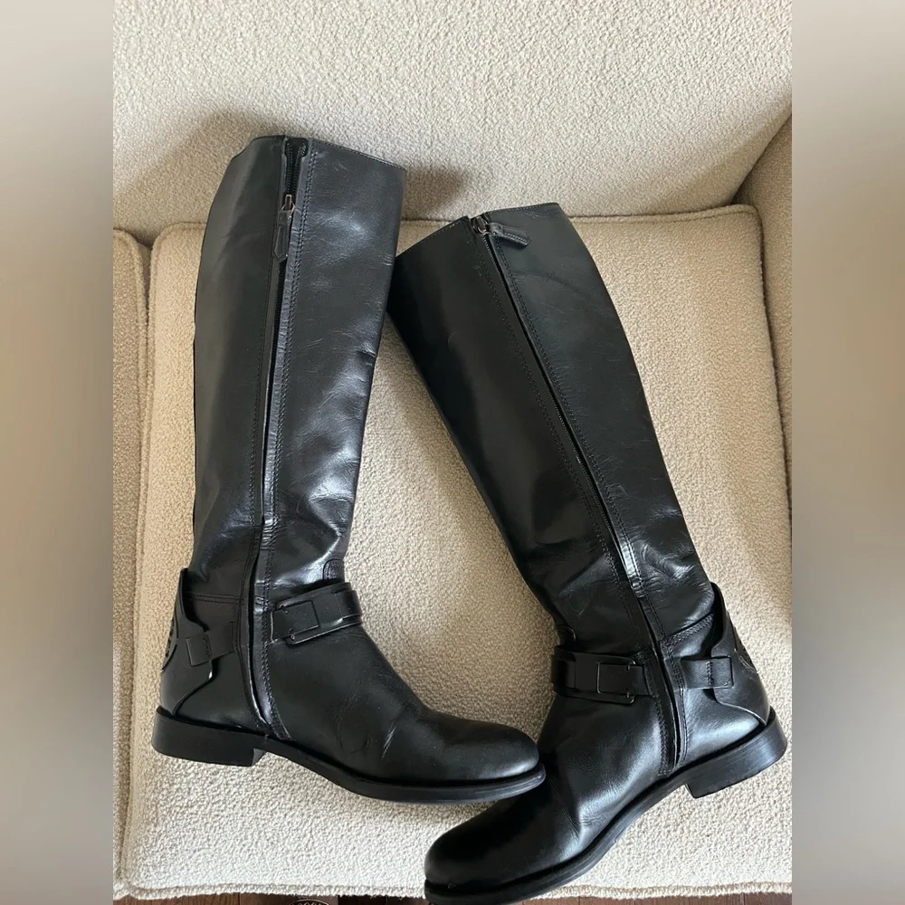 TORY BURCH Black Leather Over-the-Knee Riding Boots